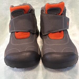 Keen Boots Kootenay Toddler Size 12 Grey Leather Fleece Lined Winter Snow Orange